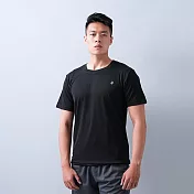 【遊遍天下】MIT台灣製男款吸濕排汗抗UV機能圓領衫 T恤 L 黑色