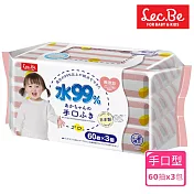 日本LEC 純水99%手口專用濕紙巾60抽x3包入