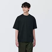 【MUJI 無印良品】男棉混涼感寬版短袖T恤 XS 黑色