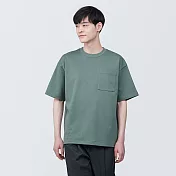【MUJI 無印良品】男棉混涼感寬版短袖T恤 XS 煙燻綠