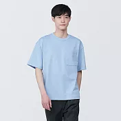 【MUJI 無印良品】男棉混涼感寬版短袖T恤 XL 淺藍