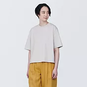 【MUJI 無印良品】女棉混聚酯纖維涼感寬版短袖T恤 L 淺灰