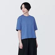【MUJI 無印良品】女棉混聚酯纖維涼感寬版短袖T恤 L 藍色
