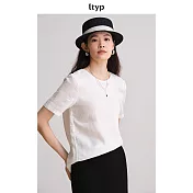 ltyp旅途原品 進口100%亞麻極簡文藝小衫 休閒百搭短袖T恤女夏季 M L XL  M 象牙白