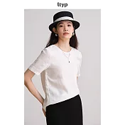 ltyp旅途原品 進口100%亞麻極簡文藝小衫 休閒百搭短袖T恤女夏季 M L XL XL 象牙白