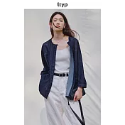 ltyp旅途原品 文藝隨性牛仔廓型薄外套 新款輕中式休閒襯衫女夏季 M L L 深海藍
