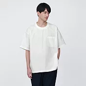 【MUJI 無印良品】男棉混聚酯纖維涼感圓領布帛短袖T恤 XS 白色