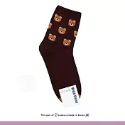 Kankoku韓國 滿版動物臉棉襪 * 巧克力色