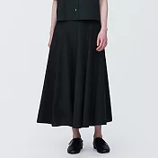 【MUJI 無印良品】女有機棉涼感平織布寬擺裙 S 黑色