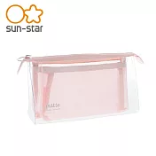 【日本正版授權】MITTE 透明分隔 三角 收納袋 化妝包/收納包/透明筆袋/鉛筆盒/筆袋 sun-star - 粉色款