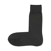 【MUJI 無印良品】男棉混商務直角襪25-27cm 深棕直紋