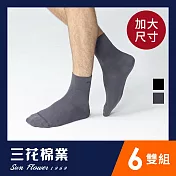 【SunFlower三花】三花大尺寸無痕肌1/2男女適用襪.襪子(6雙組)_ 鐵灰