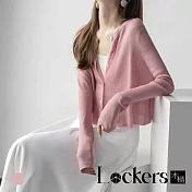 【Lockers 木櫃】天絲開襟圓領針織衫 L113051307 F 粉色