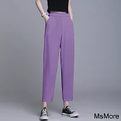 【MsMore】 哈倫褲顯瘦九分褲直筒運動鬆緊高腰垂感小腳哈倫長褲# 121950 3XL 紫色