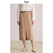 ltyp旅途原品 醋酸兩穿開叉半身裙 時尚百搭直筒半裙女2024新款夏 M L  L 卡其色