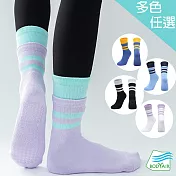 【BODYAIR嚴選】雙層假兩件中筒透氣瑜珈襪(防滑.舞蹈.運動) FREE 青紫