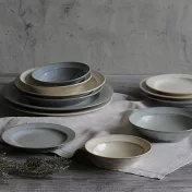 【日本Minoru】Curio窯變 陶瓷餐淺盤19.5cm ‧ 灰藍