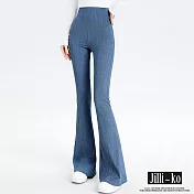 【Jilli~ko】高腰收腹提臀微喇叭瑜伽褲芭比褲 M-XXL J11822  XL 藍色