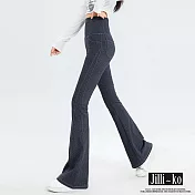 【Jilli~ko】高腰收腹提臀微喇叭瑜伽褲芭比褲 M-XXL J11822  M 黑色