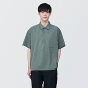 【MUJI 無印良品】男透氣彈性短袖布帛短袖POLO衫 S 煙燻綠