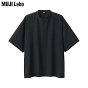 【MUJI 無印良品】MUJI Labo聚酯纖維透氣抗污短袖襯衫 XS 黑色