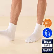 【三花】加大襪(6雙組)無痕肌1/2運動襪 襪子 大尺碼襪  白