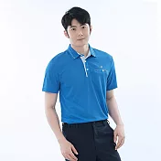 【遊遍天下】男款格紋領抗UV吸濕排汗機能POLO衫(GS1017) M 天藍