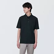 【MUJI 無印良品】男涼感鹿子織扣領短袖POLO衫 M 黑色