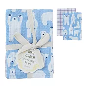 【日本Habituel】居家萬用擦拭 純棉布巾2入組 ‧ 白熊(藍)