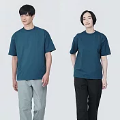 【MUJI 無印良品】男抗UV吸汗速乾聚酯纖維短袖T恤 S 煙燻藍
