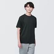 【MUJI 無印良品】男聚酯纖維涼感圓領短袖T恤 S 黑色