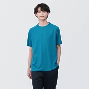【MUJI 無印良品】男聚酯纖維涼感圓領短袖T恤 S 煙燻藍