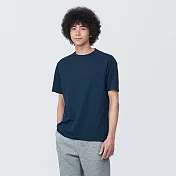 【MUJI 無印良品】男聚酯纖維涼感圓領短袖T恤 L 深藍