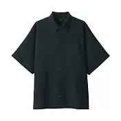 【MUJI 無印良品】MUJI Labo聚酯纖維透氣抗污短袖襯衫 XS 黑色