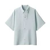 【MUJI 無印良品】MUJI Labo聚酯纖維透氣抗污短袖襯衫 XS 淺藍