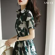 【AMIEE】清新復古連身裙洋裝(KDDY-1131) M 綠色