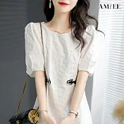 【AMIEE】小香風連身裙洋裝(KDDY-9464) XL 白色