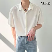 【AMIEE】韓版設計款垂墜感襯衫(男裝/KDTY-C511) 2XL 白色