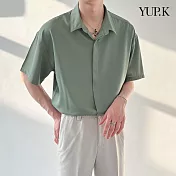 【AMIEE】韓版設計款垂墜感襯衫(男裝/KDTY-C511) 2XL 淺綠