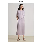 ltyp旅途原品 100%醋酸缎面直筒半裙 夏季優雅八分半身裙女 M L  M 香芋紫