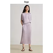 ltyp旅途原品 100%醋酸緞面直筒半裙 夏季優雅八分半身裙女 M L M 香芋紫