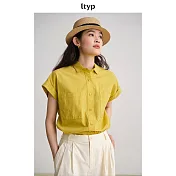 ltyp旅途原品 100%長絨棉文藝襯衫 休閒百搭寬鬆輕薄襯衣女夏 M L  M 檸黃色