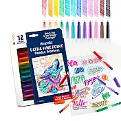 美國繪兒樂Crayola 塗鴉繪畫家-彩色極細字筆12色-筆尖0.4mm