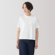 【MUJI 無印良品】女天竺圓領短袖T恤 S 白色