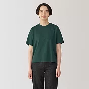 【MUJI 無印良品】女天竺圓領短袖T恤 S 深綠