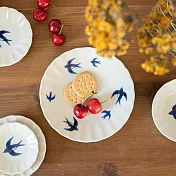 【日本Yamani】美濃燒｜藍飛鳥 陶瓷 淺盤15cm