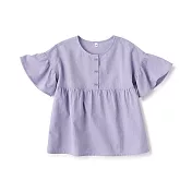 【MUJI 無印良品】兒童涼感平織布五分袖套衫 110 煙燻紫