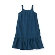 【MUJI 無印良品】兒童涼感平織布細肩帶洋裝 110 藍色