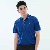 【遊遍天下】男款格紋領抗UV防曬速乾吸濕排汗機能短袖POLO衫(GS1013) XL 藍色