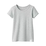【MUJI 無印良品】兒童針織圓領短袖T恤 110 灰色